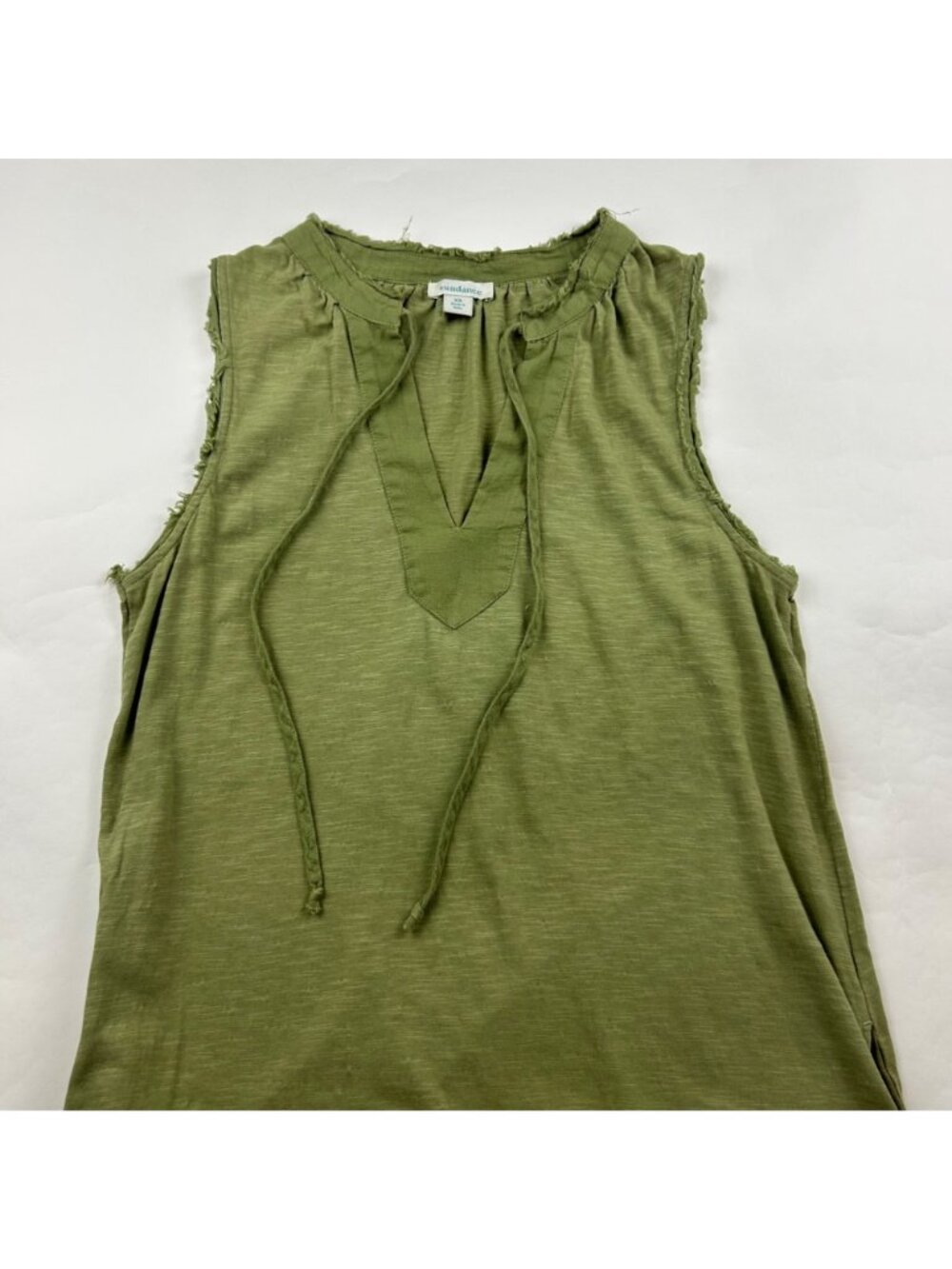 Sundance Sage Green Slub Knit Jersey Sleeveless Midi Dress XS - Picture 2 of 8